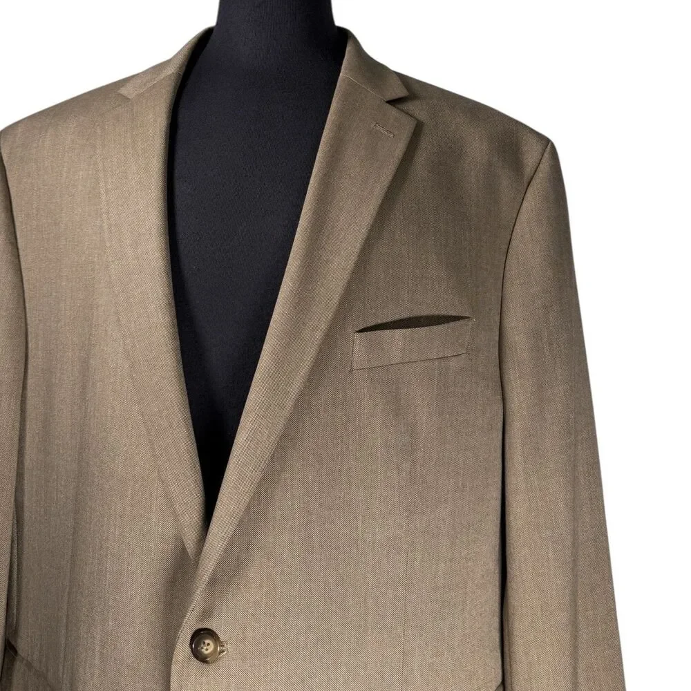 Chaps Ralph Lauren Mens 50R Tan Stretch Blazer 2 Button Sport Coat Jacket
